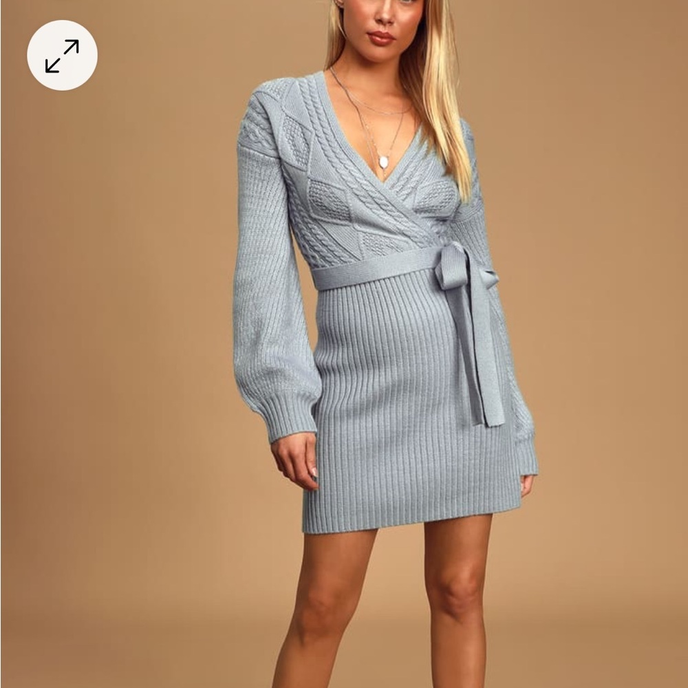 Lulu's Light Blue Long Sleeve Dress